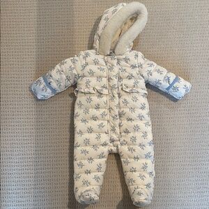 Floral Cream and Blue baby ski suit